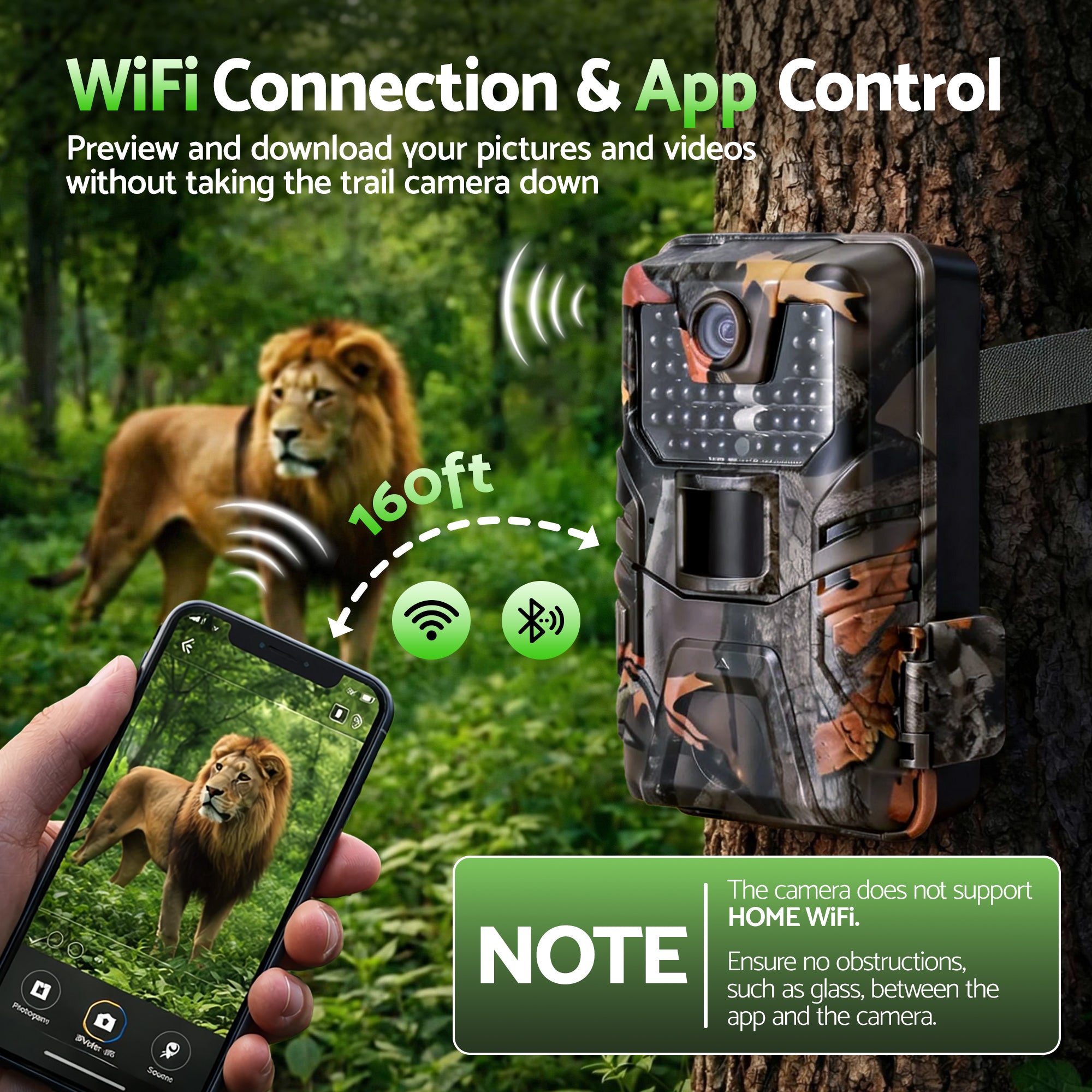 UL-TECH 4K WiFi Trail Camera 48MP 0.2s Trigger Game Camera Camo TC-B-DL006-GN