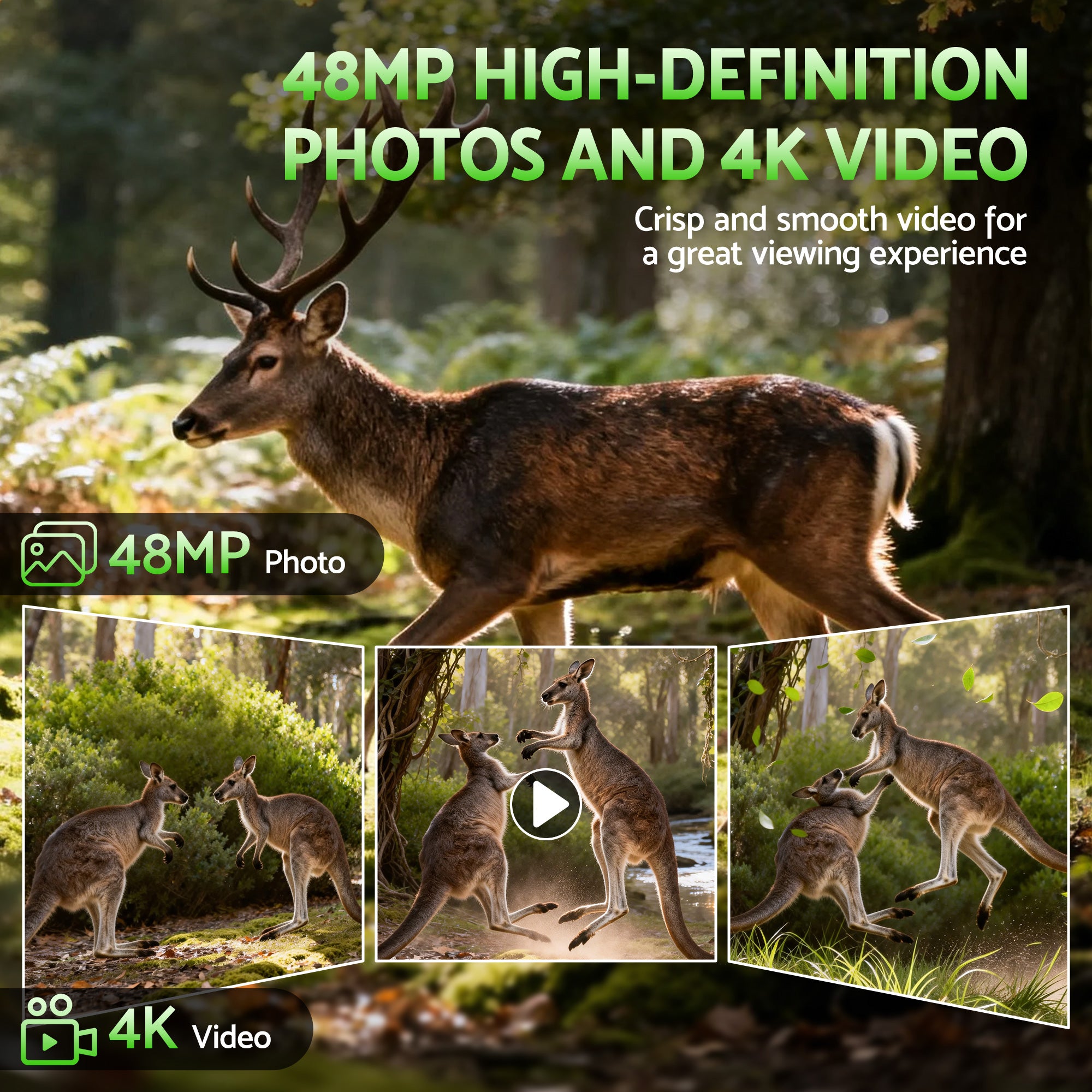 UL-TECH 4K WiFi Trail Camera 48MP 0.2s Trigger Game Camera Camo TC-B-DL006-GN