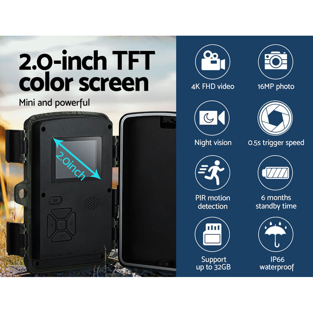 UL-tech 4K 16MP Trail Camera Wildlife Hunting Security Cam Night Vision TC-DL002-GN