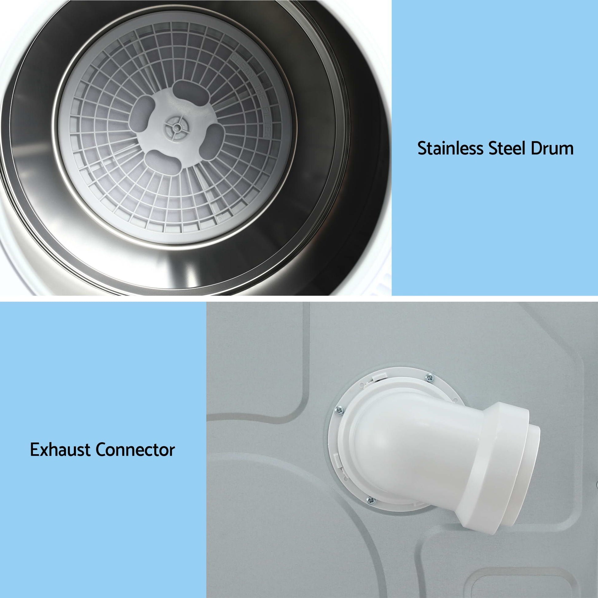 Devanti 6kg Tumble Dryer, Intelligent Touch Screen Clothes Dryer with 4 Drying Modes Stainless Steel Drum, TD-D-6KG-WH