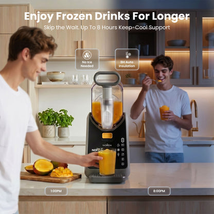 NORDA 2L Slushie Machine Frozen Drink Maker Slushy Ice Cream Maker No Ice Compressor Touchscreen for Home BBQ TD-SLS-01C-2P6-GY