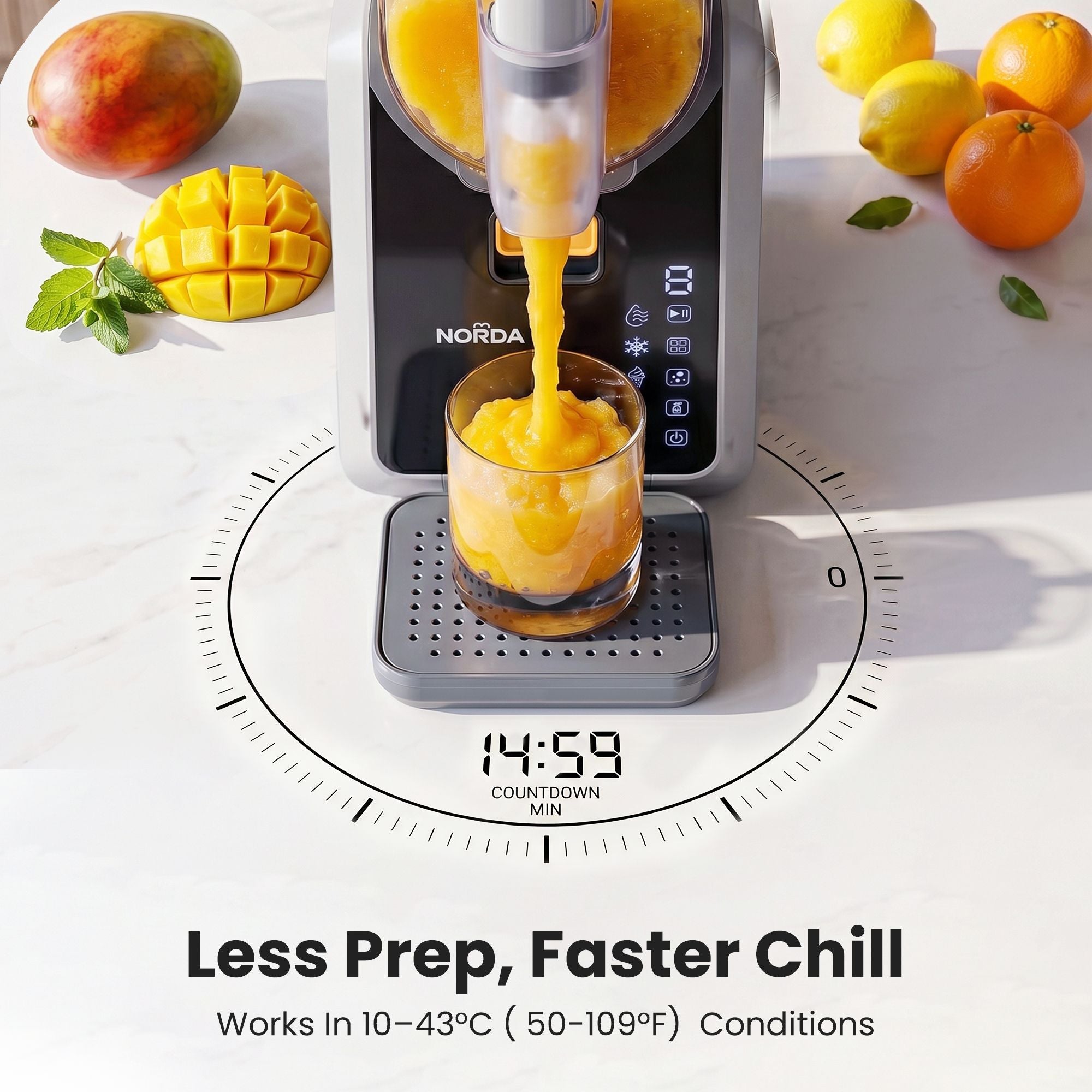 NORDA 2L Slushie Machine Frozen Drink Maker Slushy Ice Cream Maker No Ice Compressor Touchscreen for Home BBQ TD-SLS-01C-2P6-GY