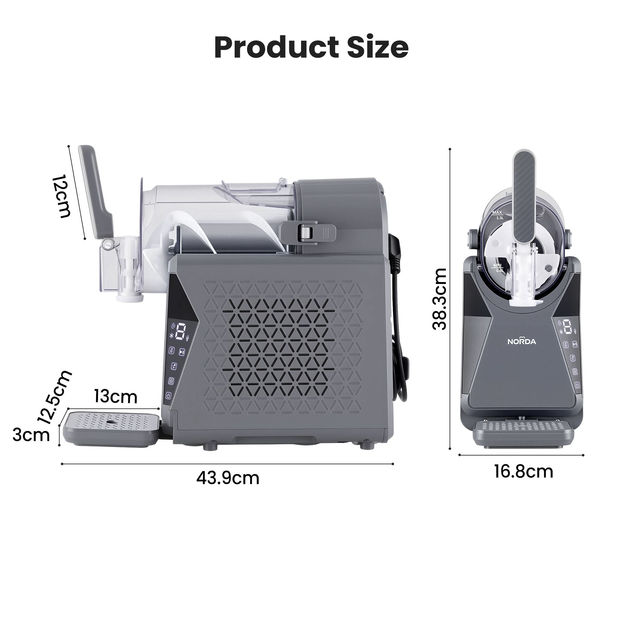 NORDA 1.3L Slushie Machine Frozen Drink Maker Slushy Ice Cream Maker No Ice Compressor Touchscreen for Home TD-SLS-02C-1P6-GY