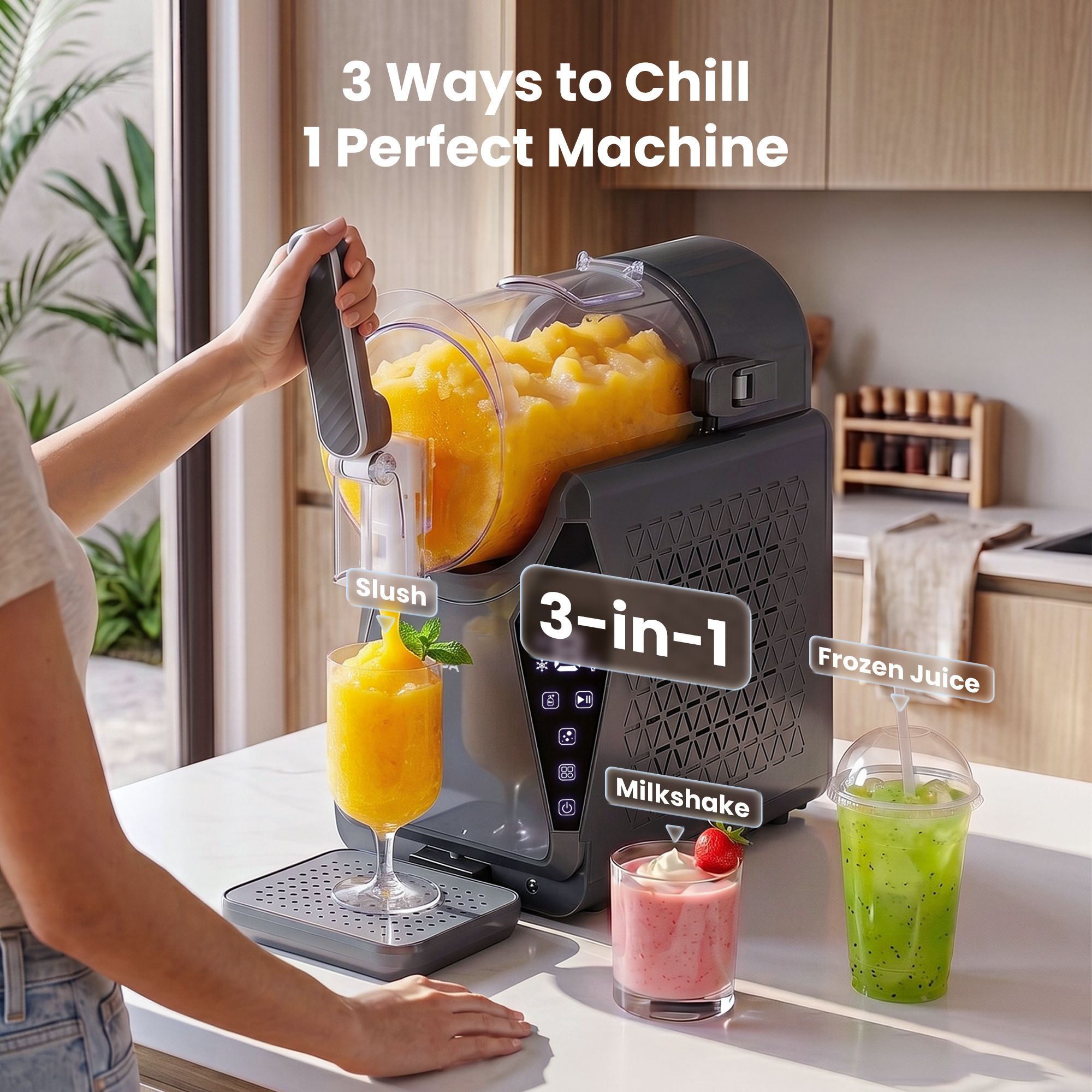 NORDA 1.3L Slushie Machine Frozen Drink Maker Slushy Ice Cream Maker No Ice Compressor Touchscreen for Home TD-SLS-02C-1P6-GY