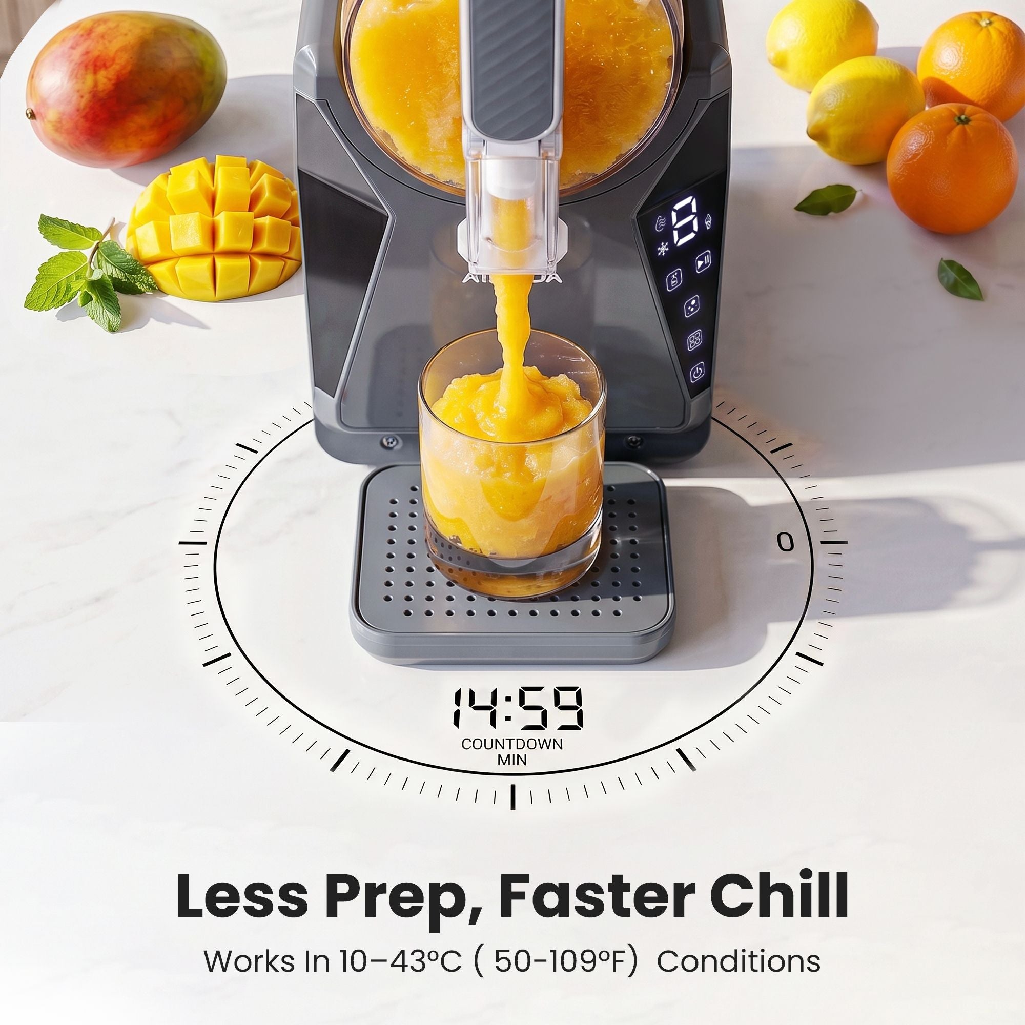 NORDA 1.3L Slushie Machine Frozen Drink Maker Slushy Ice Cream Maker No Ice Compressor Touchscreen for Home TD-SLS-02C-1P6-GY