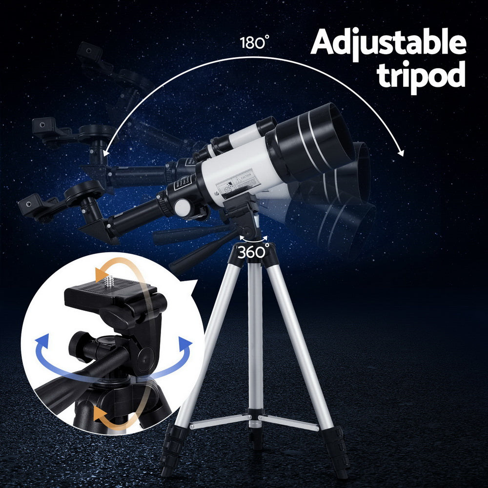 Portable 150X HD Astronomy Telescope with Tripod Optical Outdoor for Kids Adults TELESCOPE-TRI-BAK7-3M-WH
