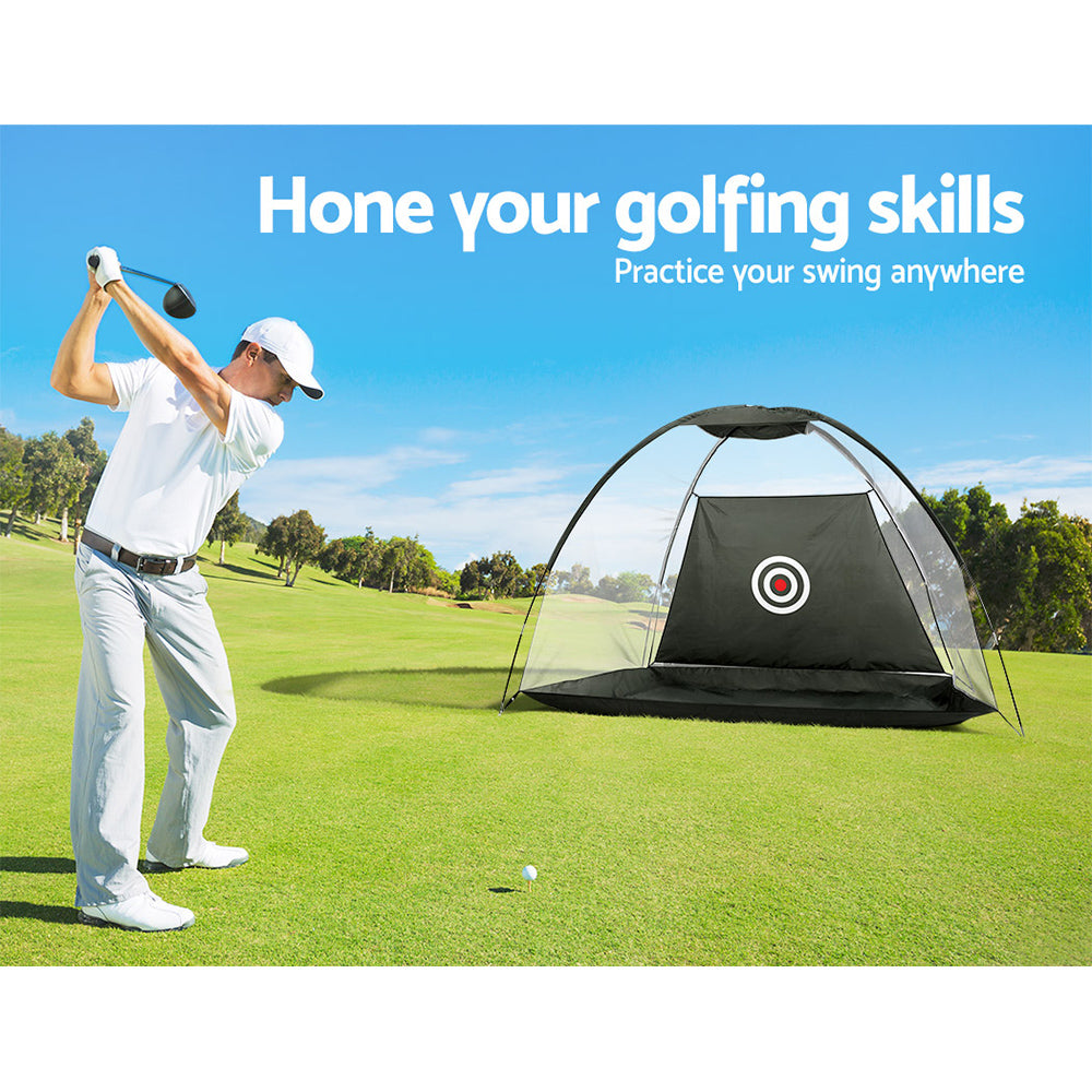 Everfit 3M Golf Practice Net And Training Mat Set Driving Target Black TENT-BK-GOLF-MAT-M