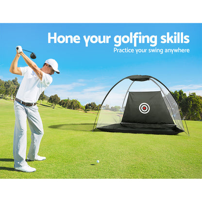 Everfit 3M Golf Practice Net And Training Mat Set Driving Target Black TENT-BK-GOLF-MAT-M