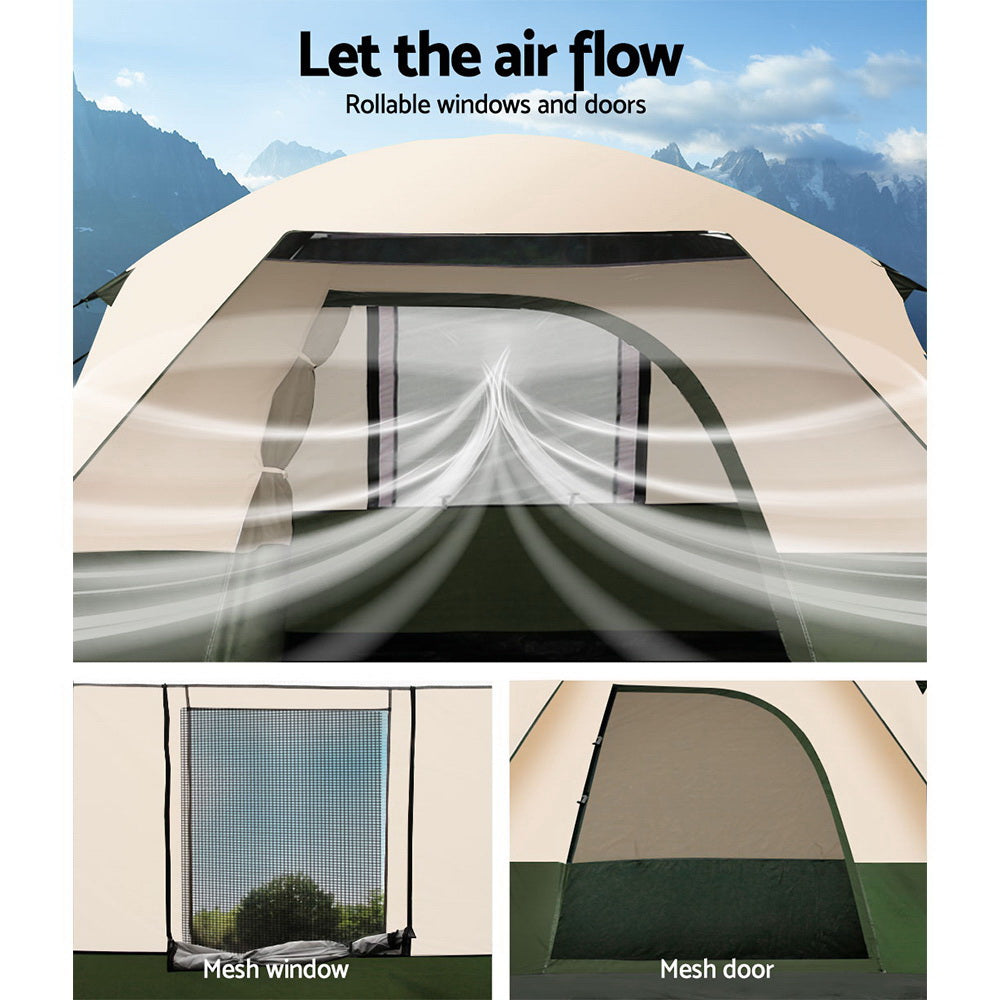 Weisshorn Family Camping Tent 4 Person Hiking Beach Tents Green TENT-C-CA4