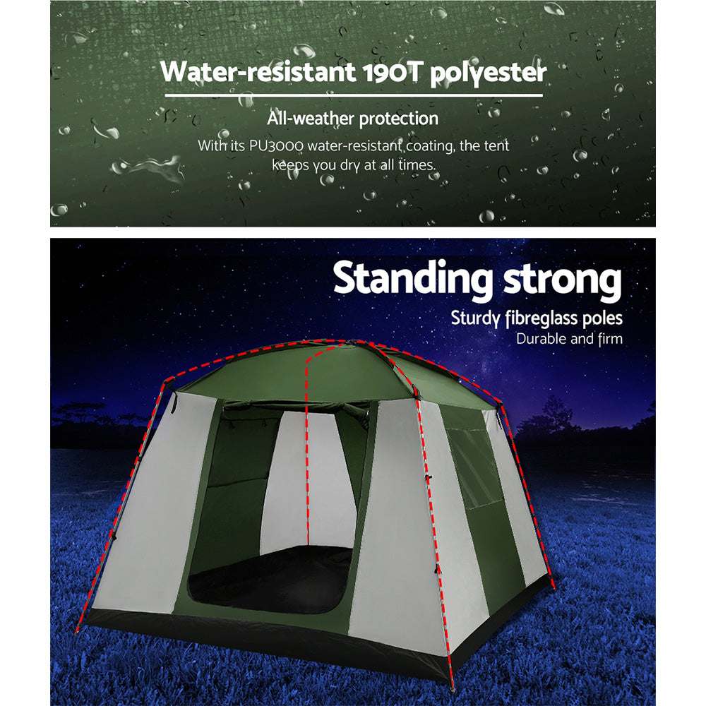 Weisshorn Family Camping Tent 6 Person Hiking Beach Tents Dome Shelter TENT-C-CA6