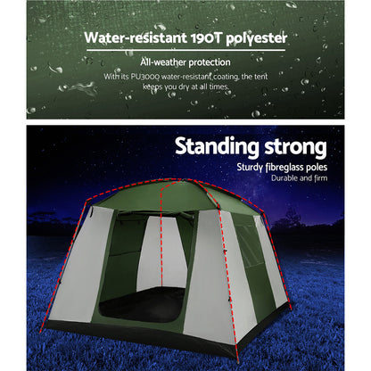 Weisshorn Family Camping Tent 6 Person Hiking Beach Tents Dome Shelter TENT-C-CA6