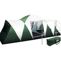Weisshorn Family Camping Tent 12 Person Hiking Beach Tents (3 Rooms) Green TENT-C-DOME12-DX