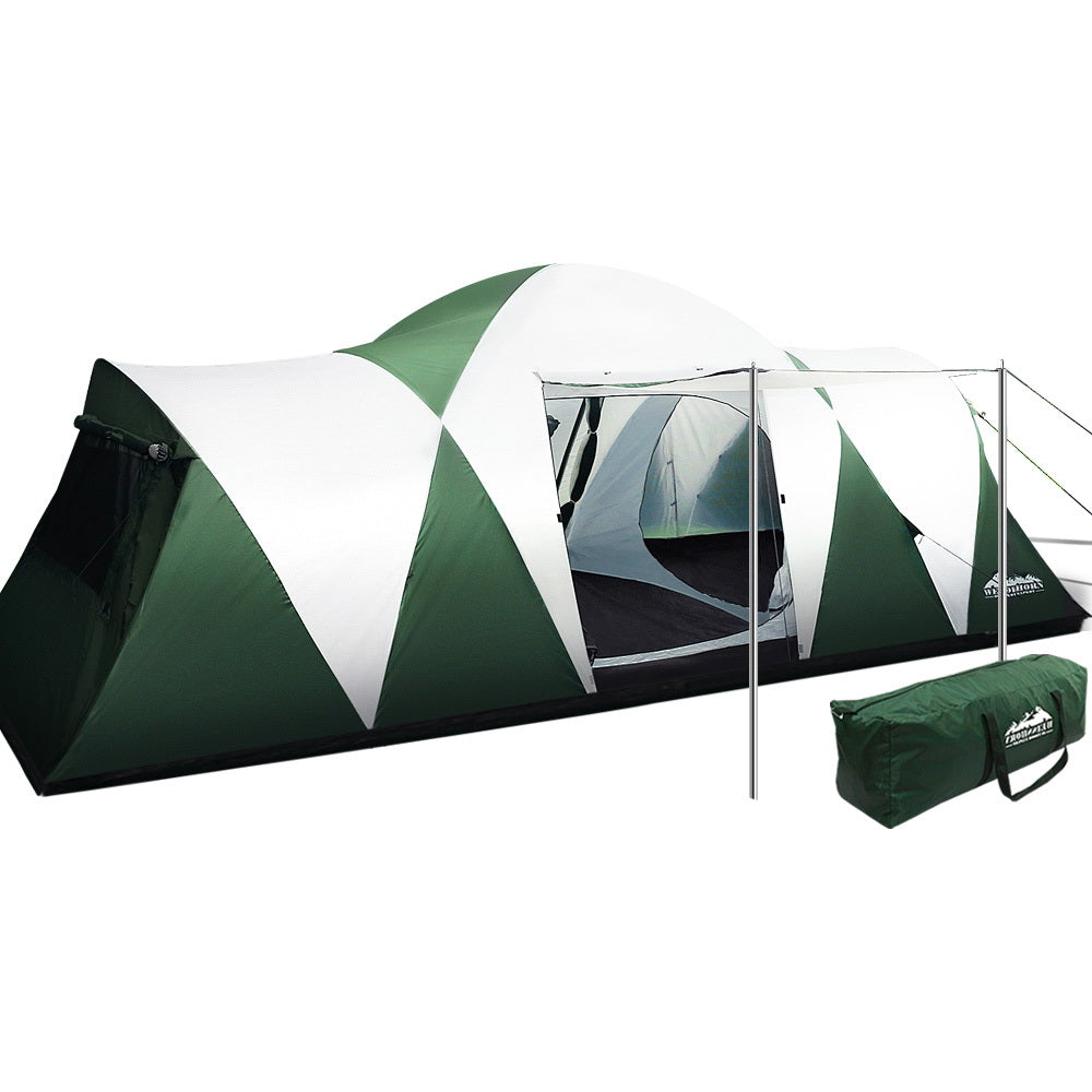 Weisshorn Family Camping Tent 12 Person Hiking Beach Tents (3 Rooms) Green TENT-C-DOME12-DX