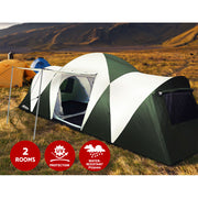 Weisshorn Family Camping Tent 12 Person Hiking Beach Tents (3 Rooms) Green TENT-C-DOME12-DX