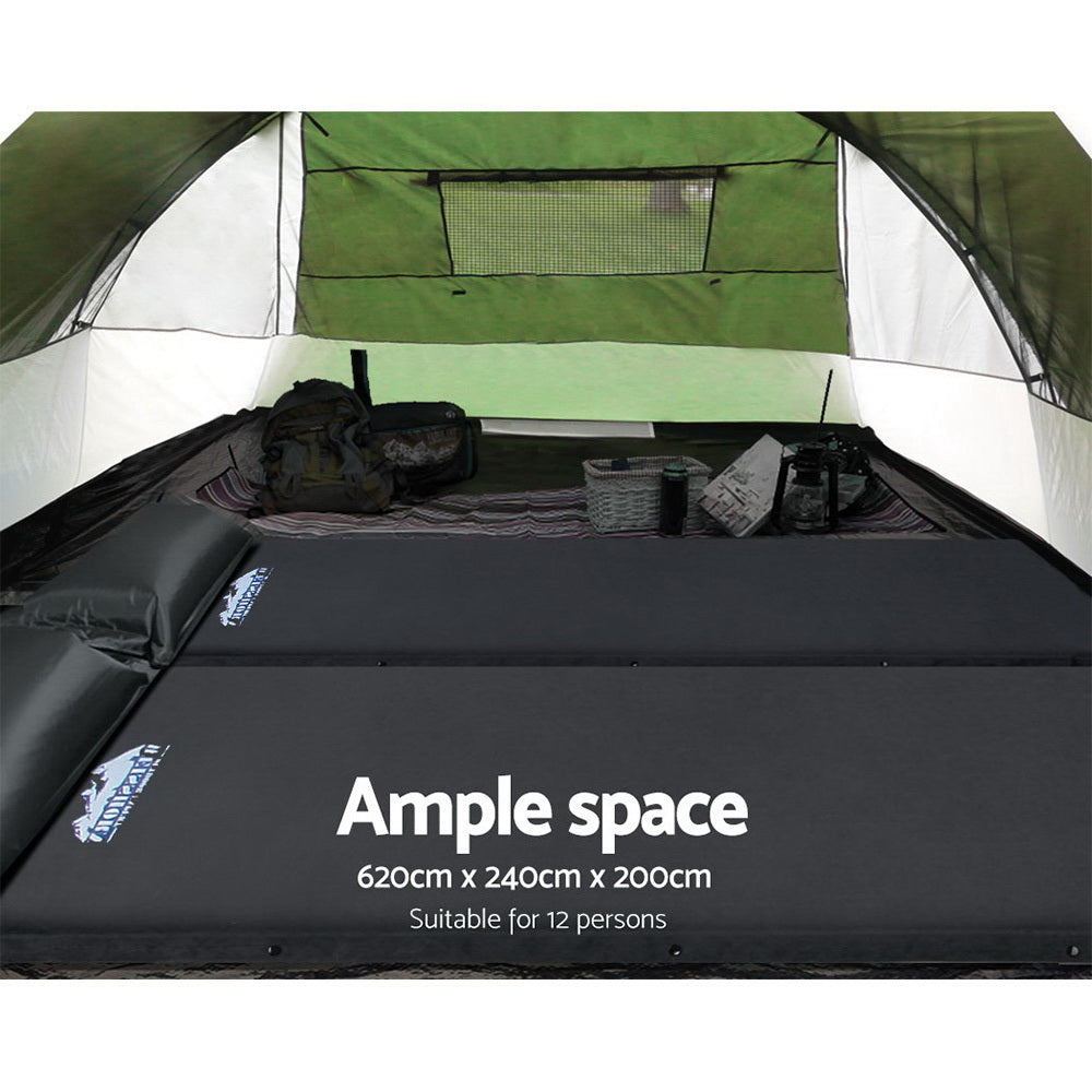 Weisshorn Family Camping Tent 12 Person Hiking Beach Tents (3 Rooms) Green TENT-C-DOME12-DX