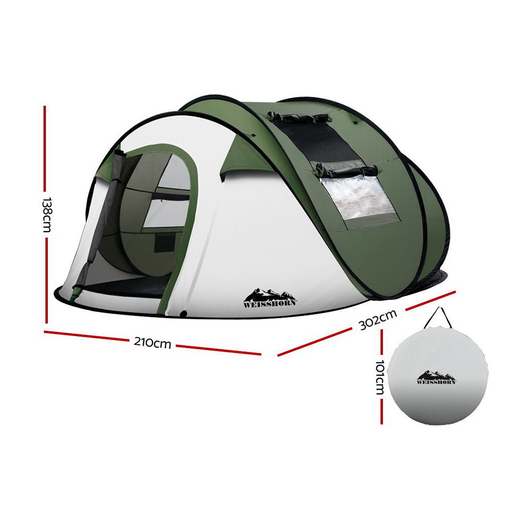 Weisshorn Instant Up Camping Tent 4-5 Person Pop up Tents Family Hiking Beach Dome TENT-C-POP5-GR