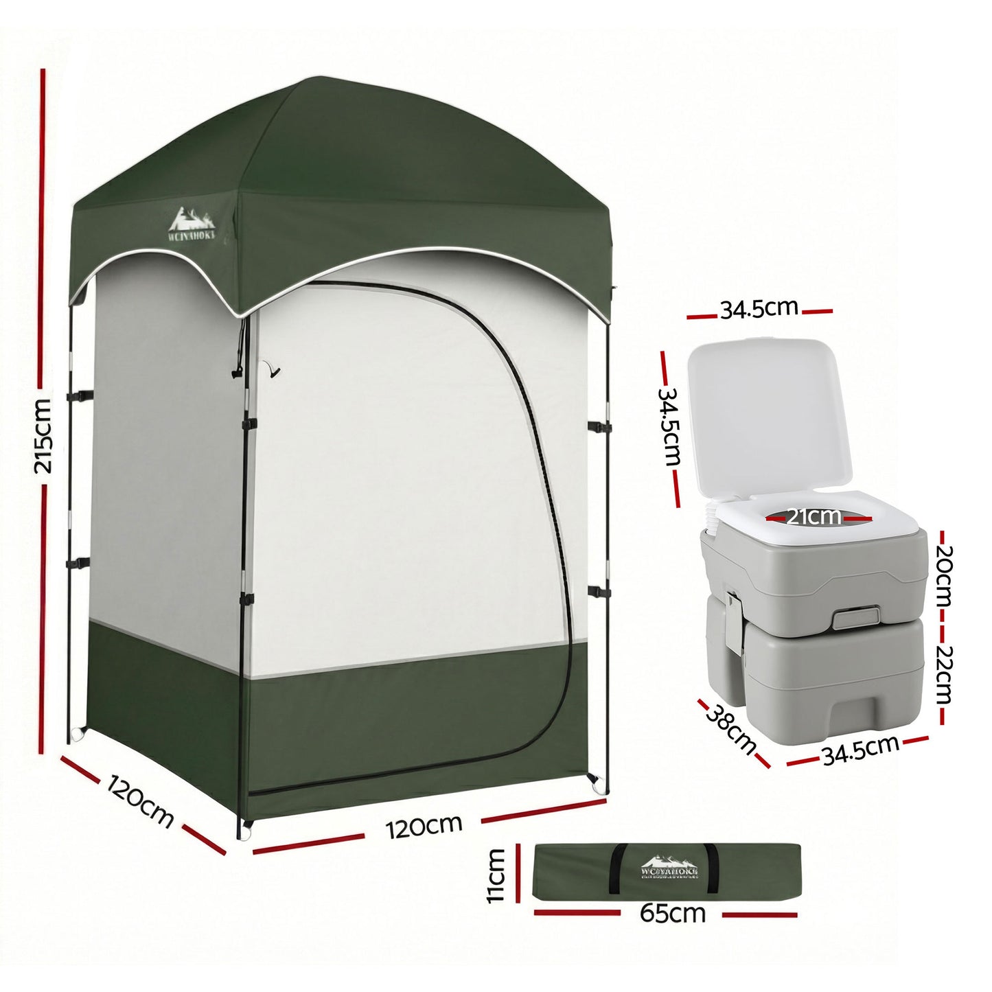 Weisshorn 20L Portable Camping Toilet Shower Tent Changing Room Outdoor Loo Set TENT-CR-SIN-TOILET-20L