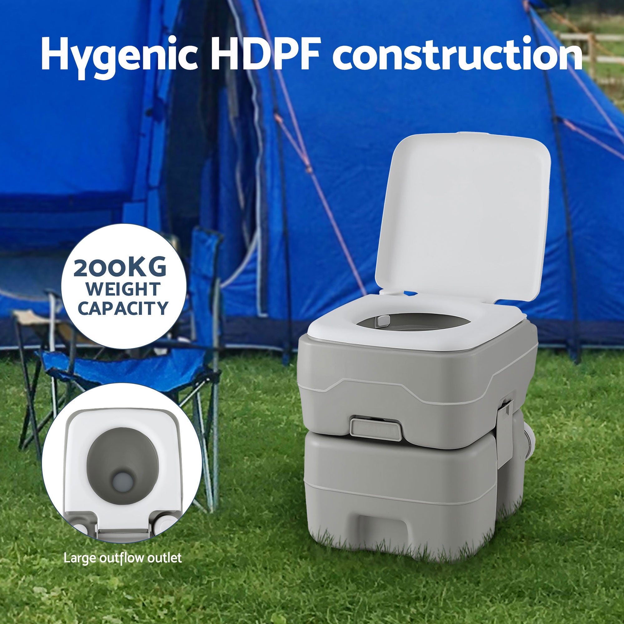Weisshorn 20L Portable Camping Toilet Shower Tent Changing Room Outdoor Loo Set TENT-CR-SIN-TOILET-20L