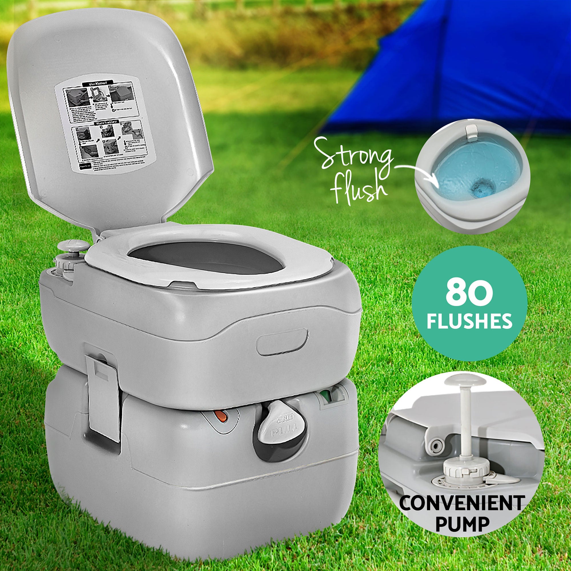 Weisshorn 22L Portable Camping Toilet Shower Tent Changing Room Outdoor Loo Set TENT-CR-SIN-TOILET-22L