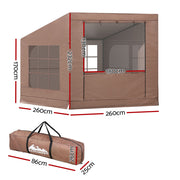 Weisshorn Camping Tent Car SUV Rear Side Canopy Portable Shelter Family Home 4WD TENT-D-CT-260-KHA