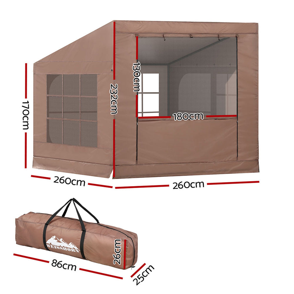 Weisshorn Camping Tent Car SUV Rear Side Canopy Portable Shelter Family Home 4WD TENT-D-CT-260-KHA