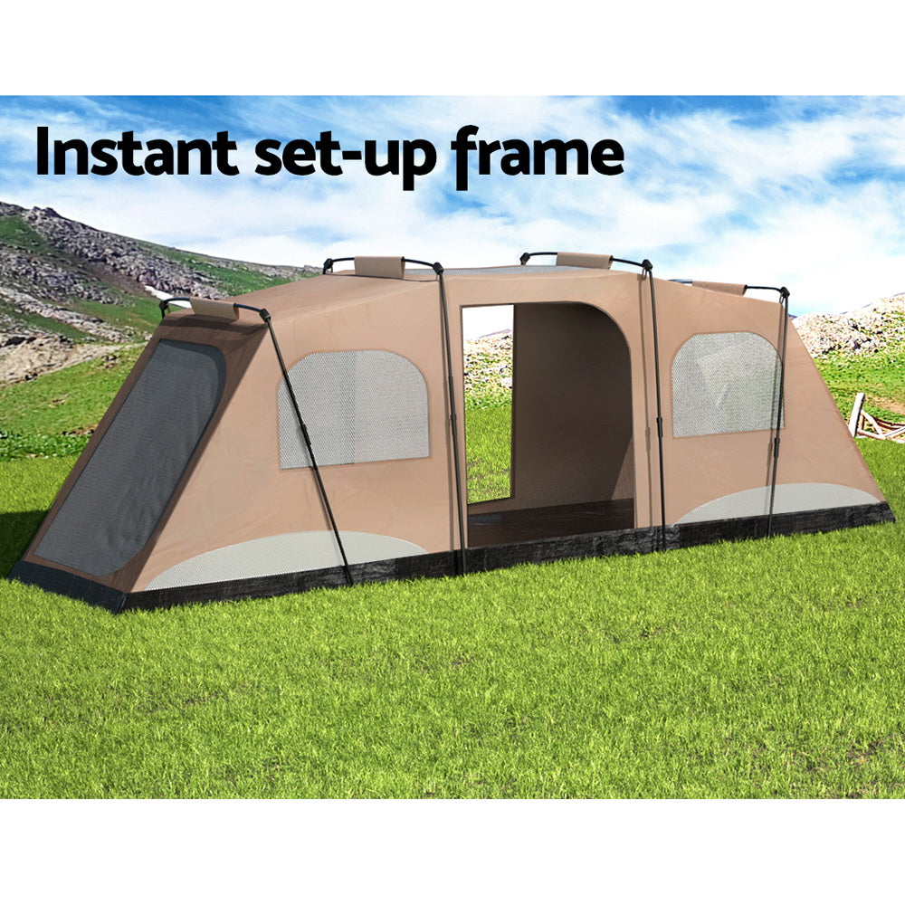 Weisshorn Instant Up Camping Tent 10 Person Outdoor Family Hiking Tents 3 Rooms TENT-D-FAST-10P-BRGN