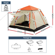 Weisshorn Pop Up Camping Tent 3-4 Person Automatic Tent Instant Setup Waterproof TENT-E-210X210-BG