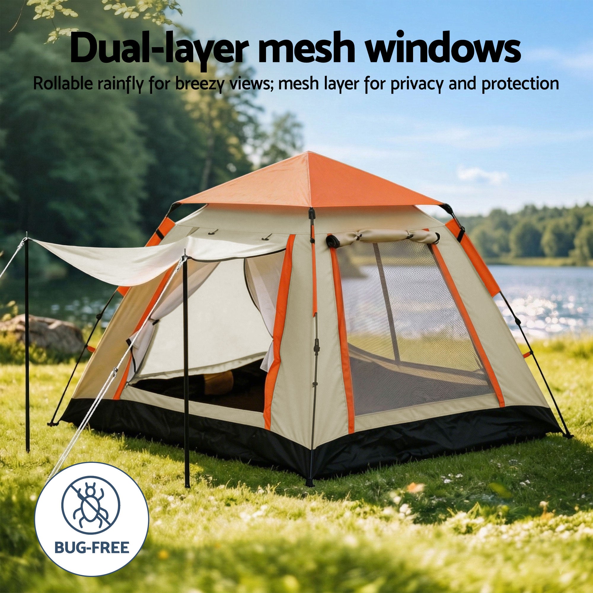 Weisshorn Pop Up Camping Tent 3-4 Person Automatic Tent Instant Setup Waterproof TENT-E-210X210-BG