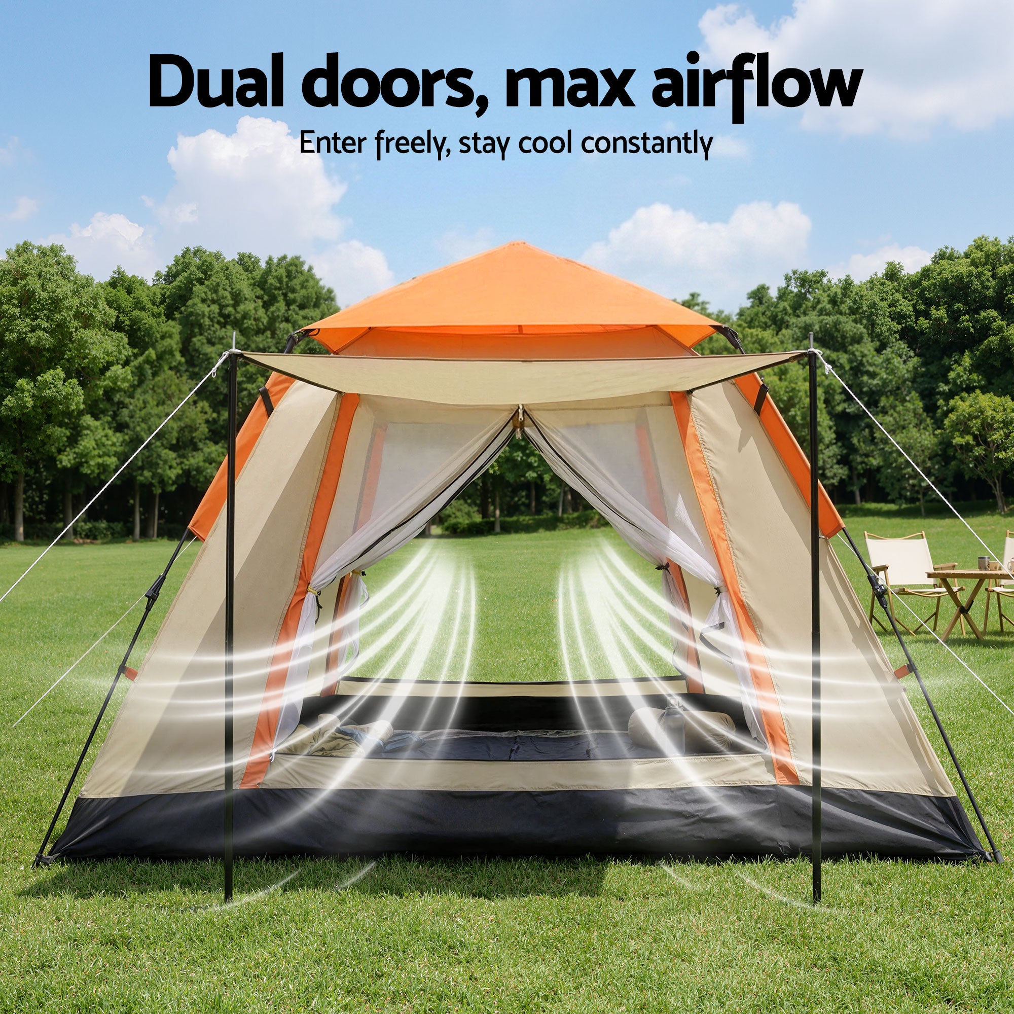 Weisshorn Pop Up Camping Tent 3-4 Person Automatic Tent Instant Setup Waterproof TENT-E-210X210-BG
