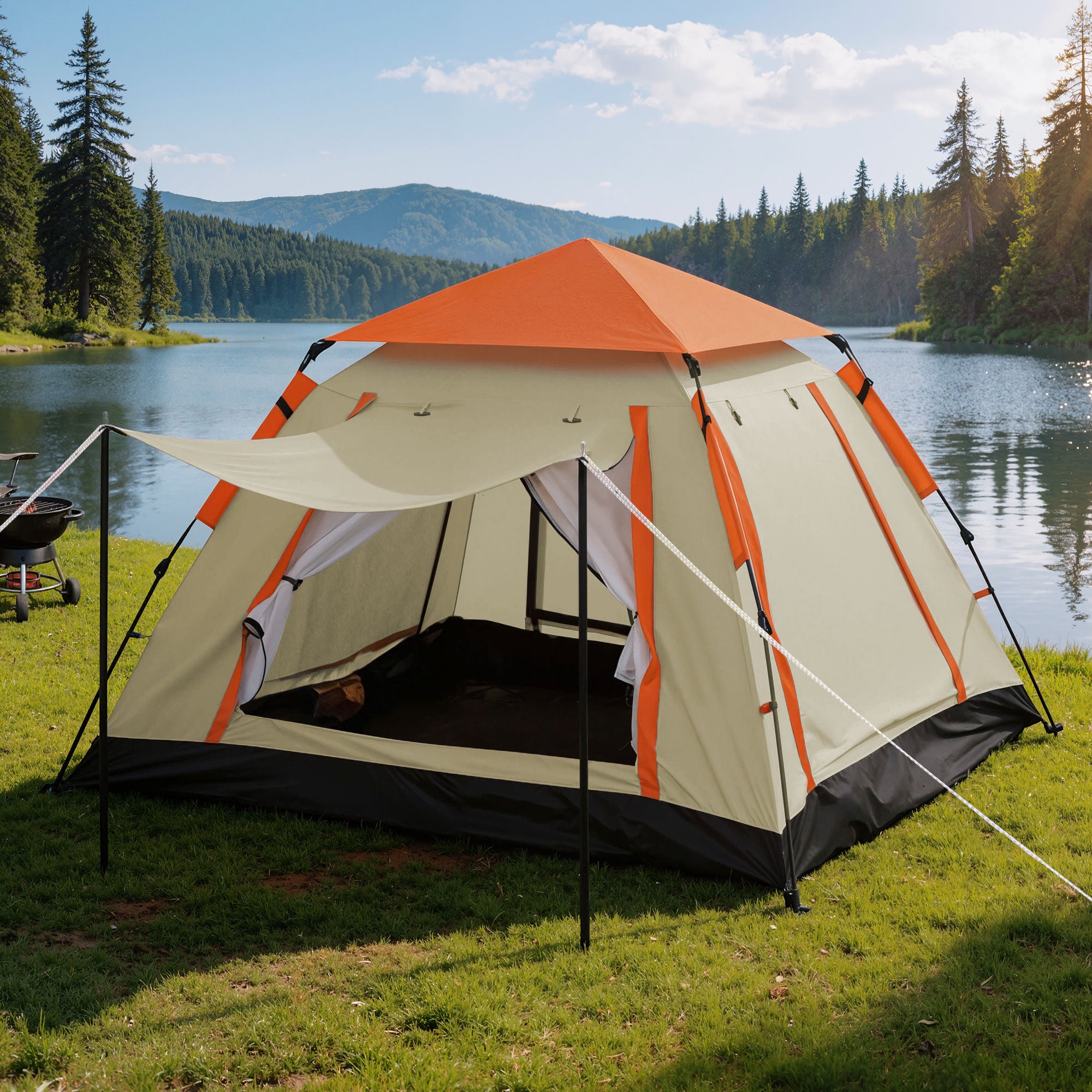 Weisshorn Pop Up Camping Tent 3-4 Person Automatic Tent Instant Setup Waterproof TENT-E-210X210-BG