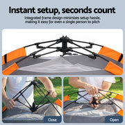 Weisshorn 2 Person Instant Pop Up Camping Tent Automatic Waterproof Hiking Beach TENT-E-FAST-200X140-GY