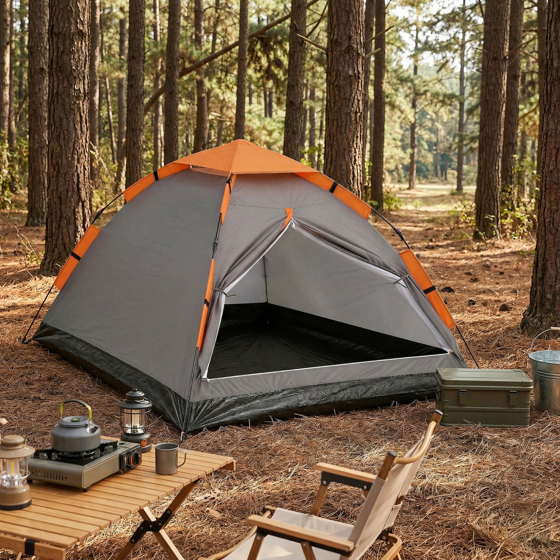 Weisshorn 2 Person Instant Pop Up Camping Tent Automatic Waterproof Hiking Beach TENT-E-FAST-200X140-GY