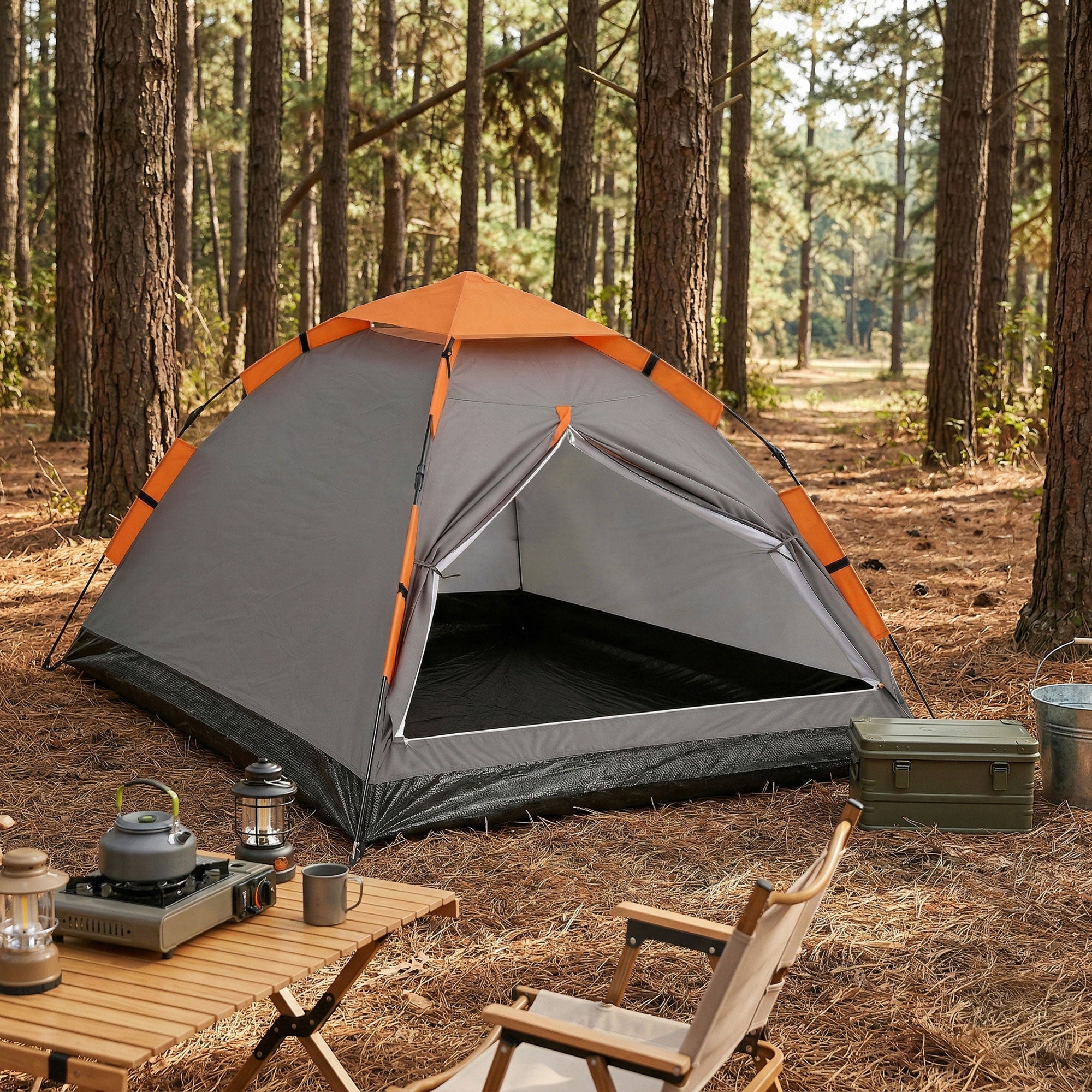 Weisshorn 2 Person Instant Pop Up Camping Tent Automatic Waterproof Hiking Beach TENT-E-FAST-200X140-GY