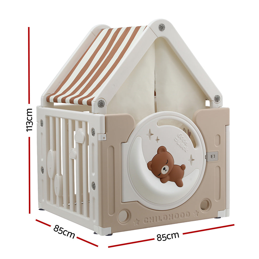 Keezi Kids Play Tent Playhouse Castle with Floor Mat 85CMX113CM TENT-HSE-HDPE-85CM-MC