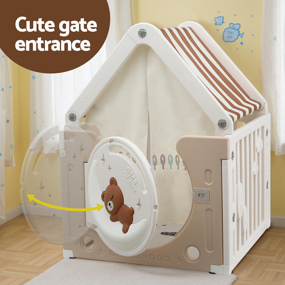 Keezi Kids Play Tent Playhouse Castle with Floor Mat 85CMX113CM TENT-HSE-HDPE-85CM-MC