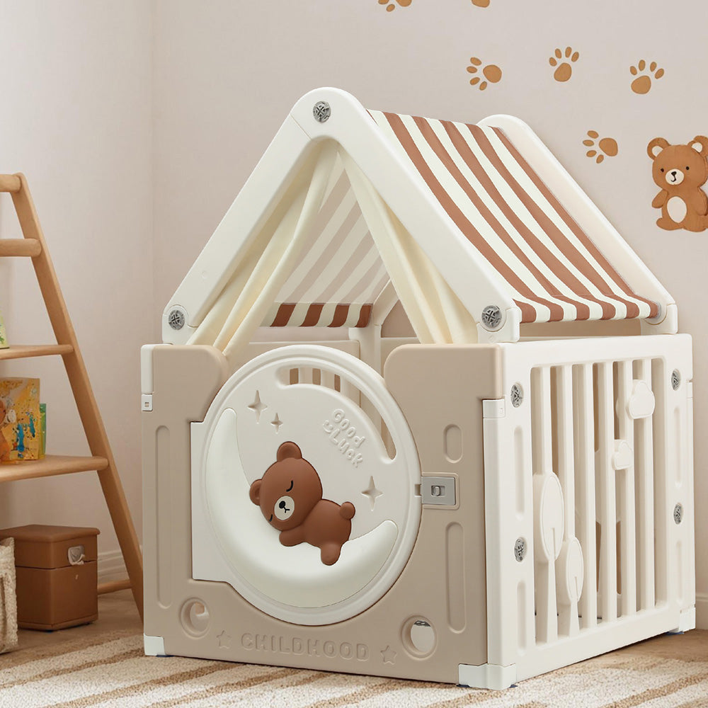 Keezi Kids Play Tent Playhouse Castle with Floor Mat 85CMX113CM TENT-HSE-HDPE-85CM-MC