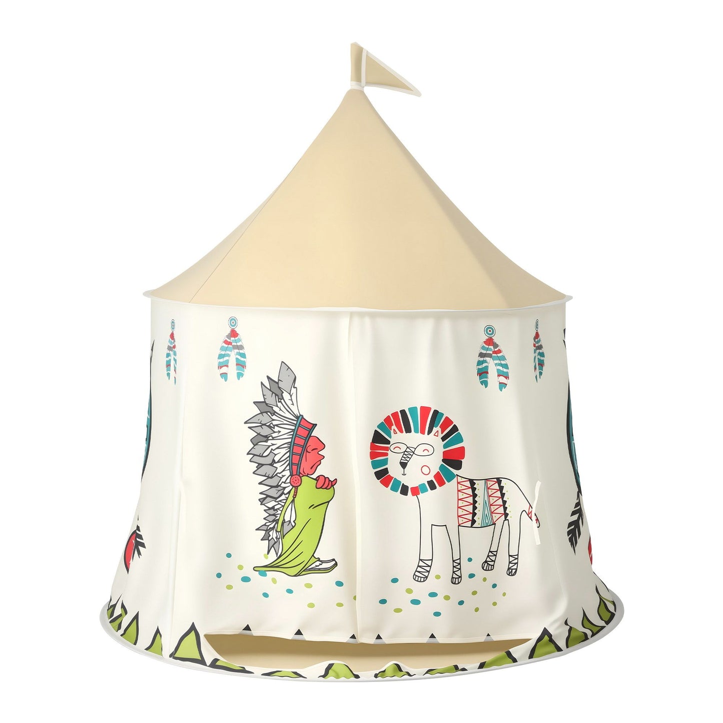 Keezi Kids Play Tent Playhouse Castle with Window Flag Carry Bag 115cmx115cm TENT-PLAY-116CM-MC