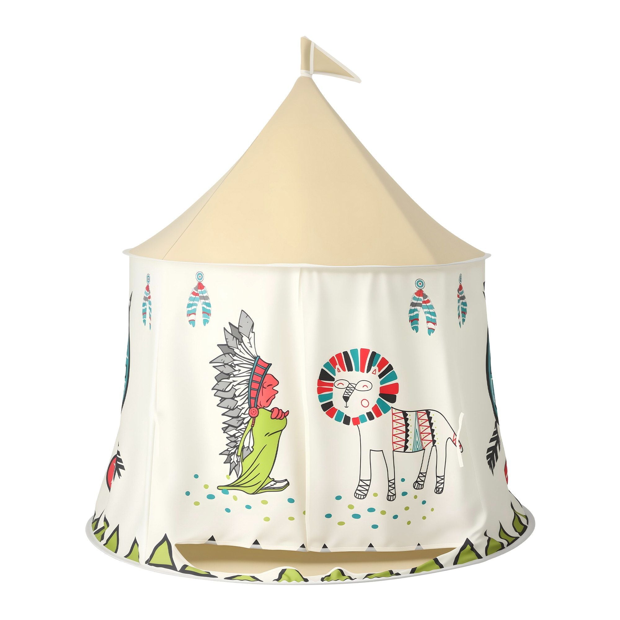 Keezi Kids Play Tent Playhouse Castle with Window Flag Carry Bag 115cmx115cm TENT-PLAY-116CM-MC