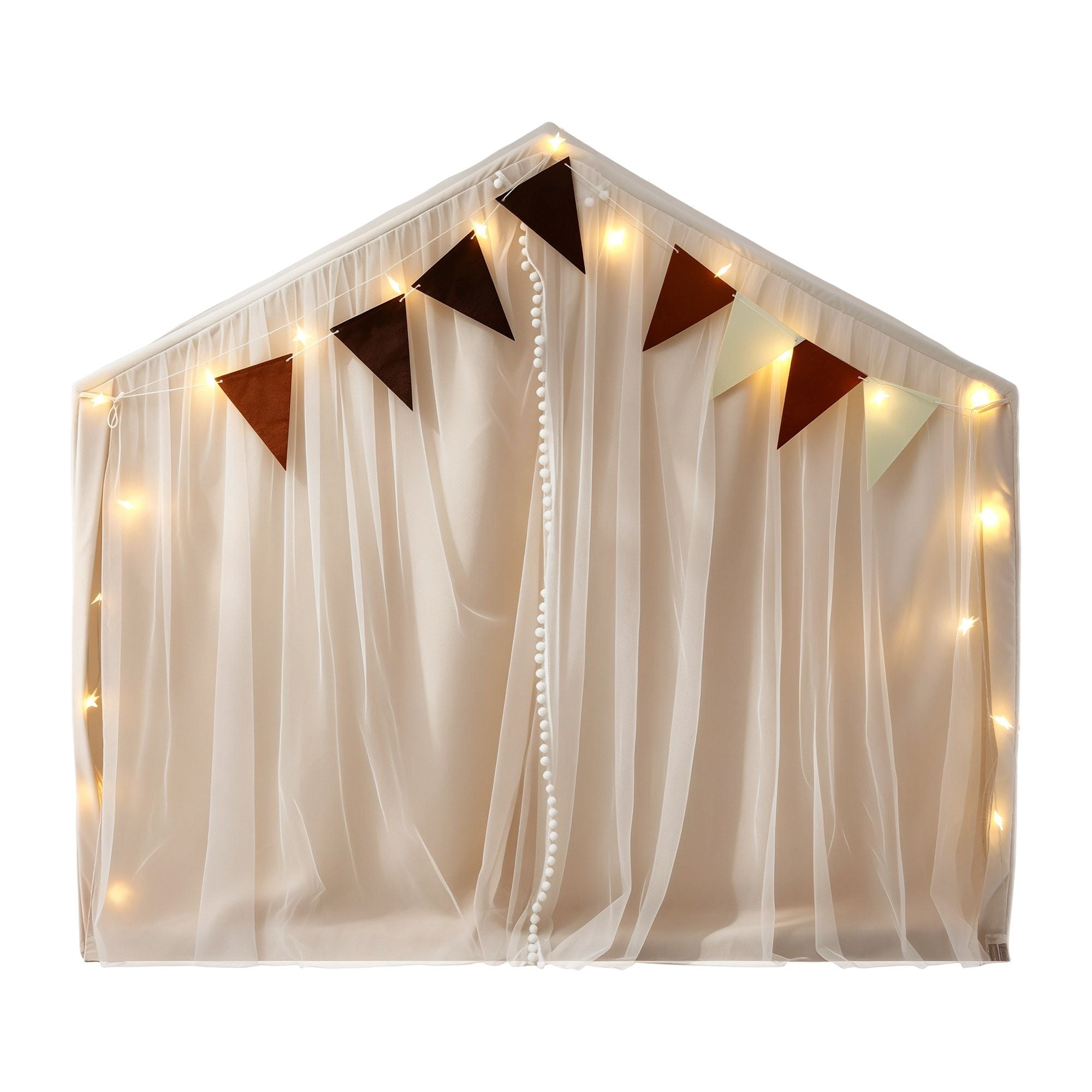 Keezi Kids Play Tent with Star Lights Windows Flag 144cmx95cm Playhouse TENT-PLAY-147CM-WH