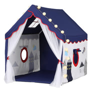 Keezi Kids Play Tent Playhouse Castle with Floor Mat String Ball Light 134X103CM TENT-PLAY-HSE-BLWH