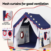 Keezi Kids Play Tent Playhouse Castle with Floor Mat String Ball Light 134X103CM TENT-PLAY-HSE-BLWH