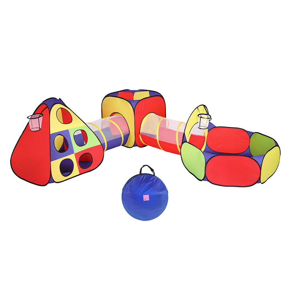 Keezi Kids Play Tent Pop Up Teepee Playhouse Ball Pit Crawl Tunnel Basketball Hoop TENT-PLAY-TUN-L-MC