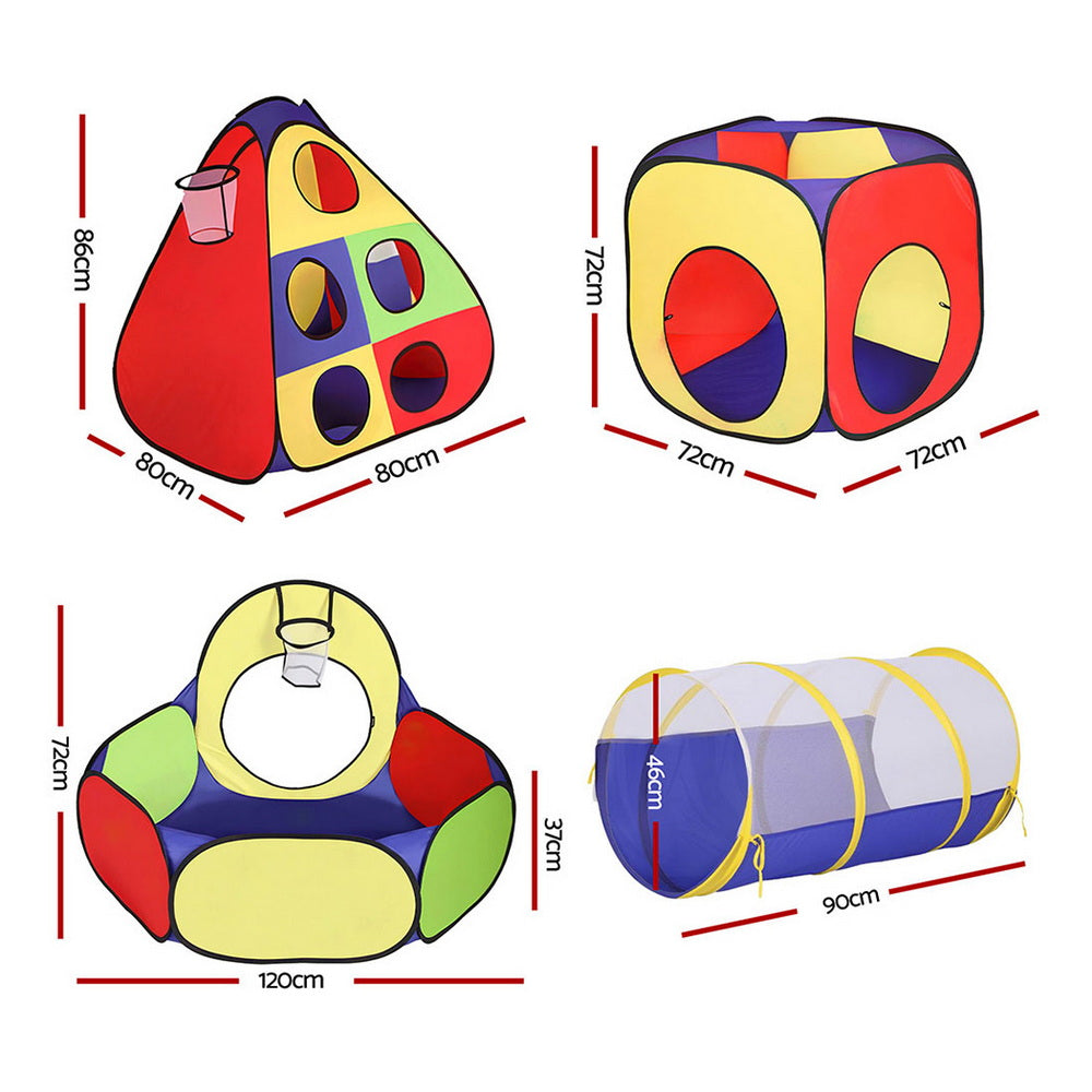 Keezi Kids Play Tent Pop Up Teepee Playhouse Ball Pit Crawl Tunnel Basketball Hoop TENT-PLAY-TUN-L-MC