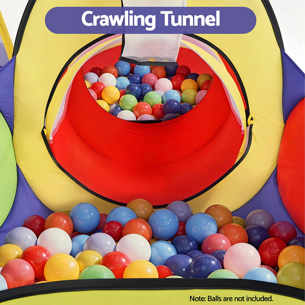 Keezi Kids Play Tent Pop Up Teepee Playhouse Ball Pit Crawl Tunnel Basketball Hoop TENT-PLAY-TUN-L-MC