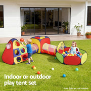Keezi Kids Play Tent Pop Up Teepee Playhouse Ball Pit Crawl Tunnel Basketball Hoop TENT-PLAY-TUN-L-MC