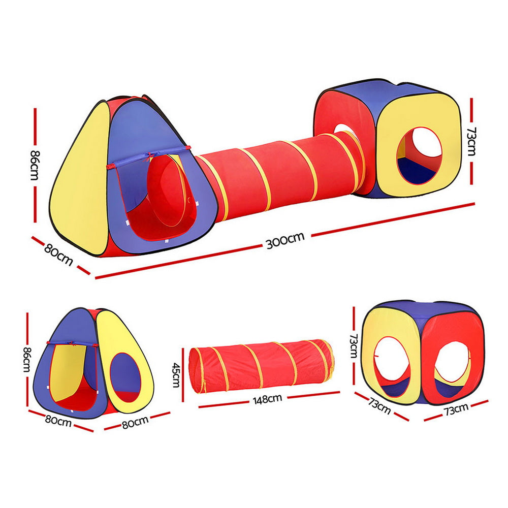 Keezi Kids Playhouse Play Tent Pop Up Teepee Castle Crawl Tunnel Outdoor Indoor Toys Children Gift TENT-PLAY-TUN-MC