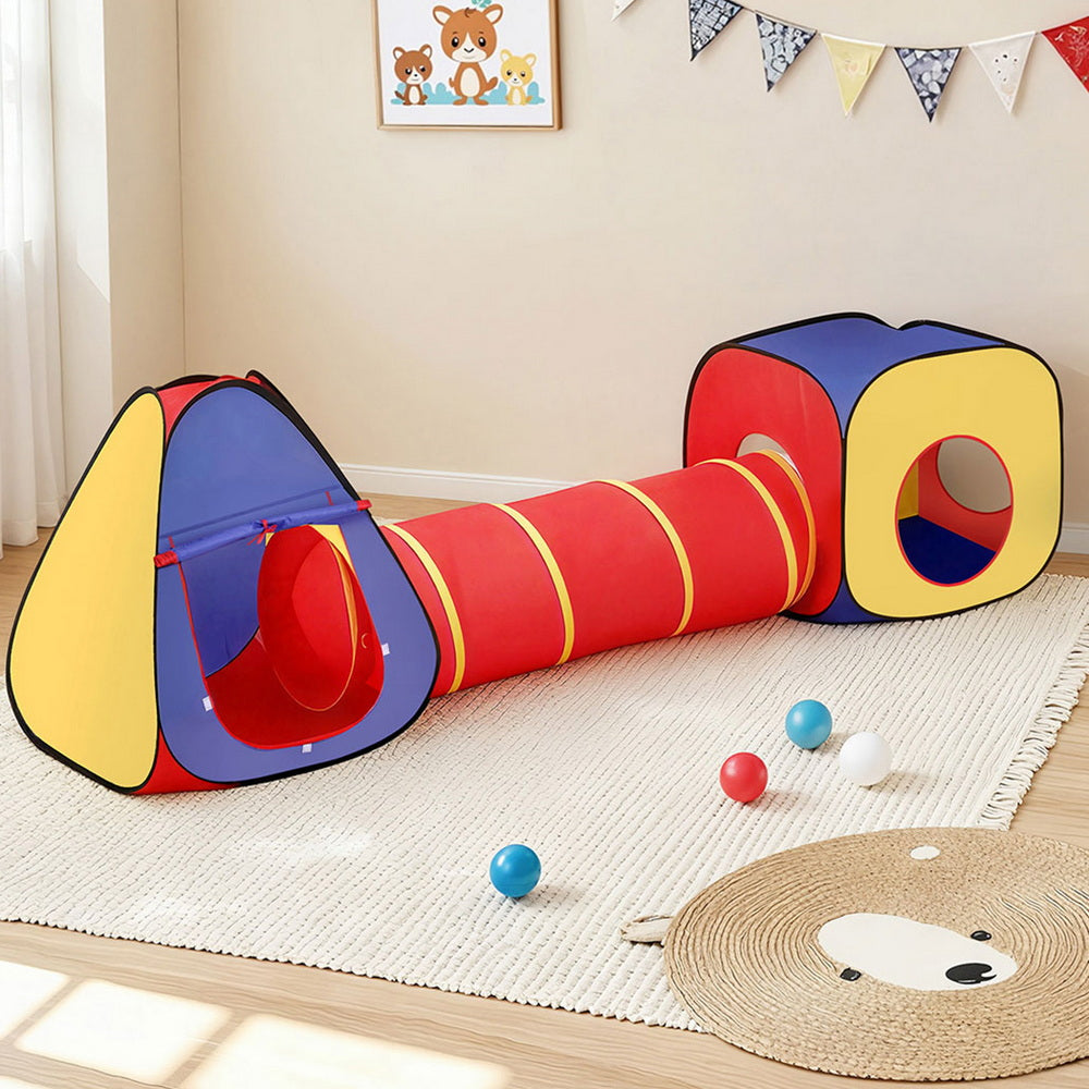 Keezi Kids Playhouse Play Tent Pop Up Teepee Castle Crawl Tunnel Outdoor Indoor Toys Children Gift TENT-PLAY-TUN-MC