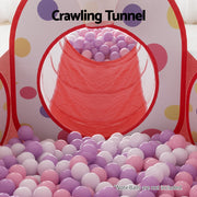 Keezi Kids Playhouse Play Tent Pop Up Teepee Ball Pit Tunnel Basketball Hoop Red TENT-PLAY-TUN-RD