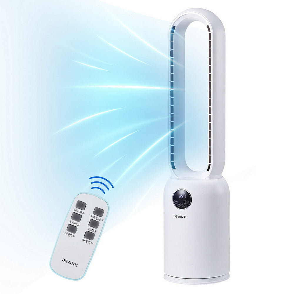 Devanti 2in1 Bladeless Fan Air Purification W/ Remote 88cm TF-RC-308L-WH