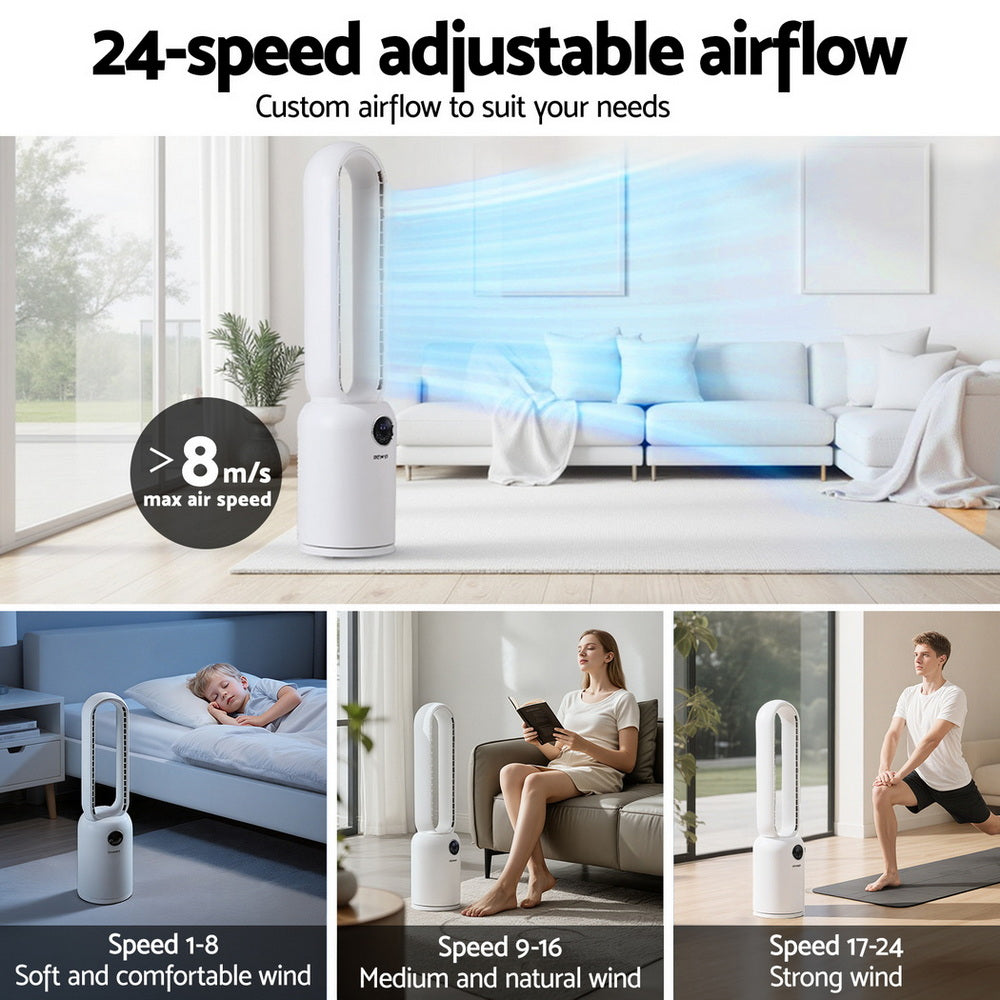 Devanti 2in1 Bladeless Fan Air Purification W/ Remote 88cm TF-RC-308L-WH